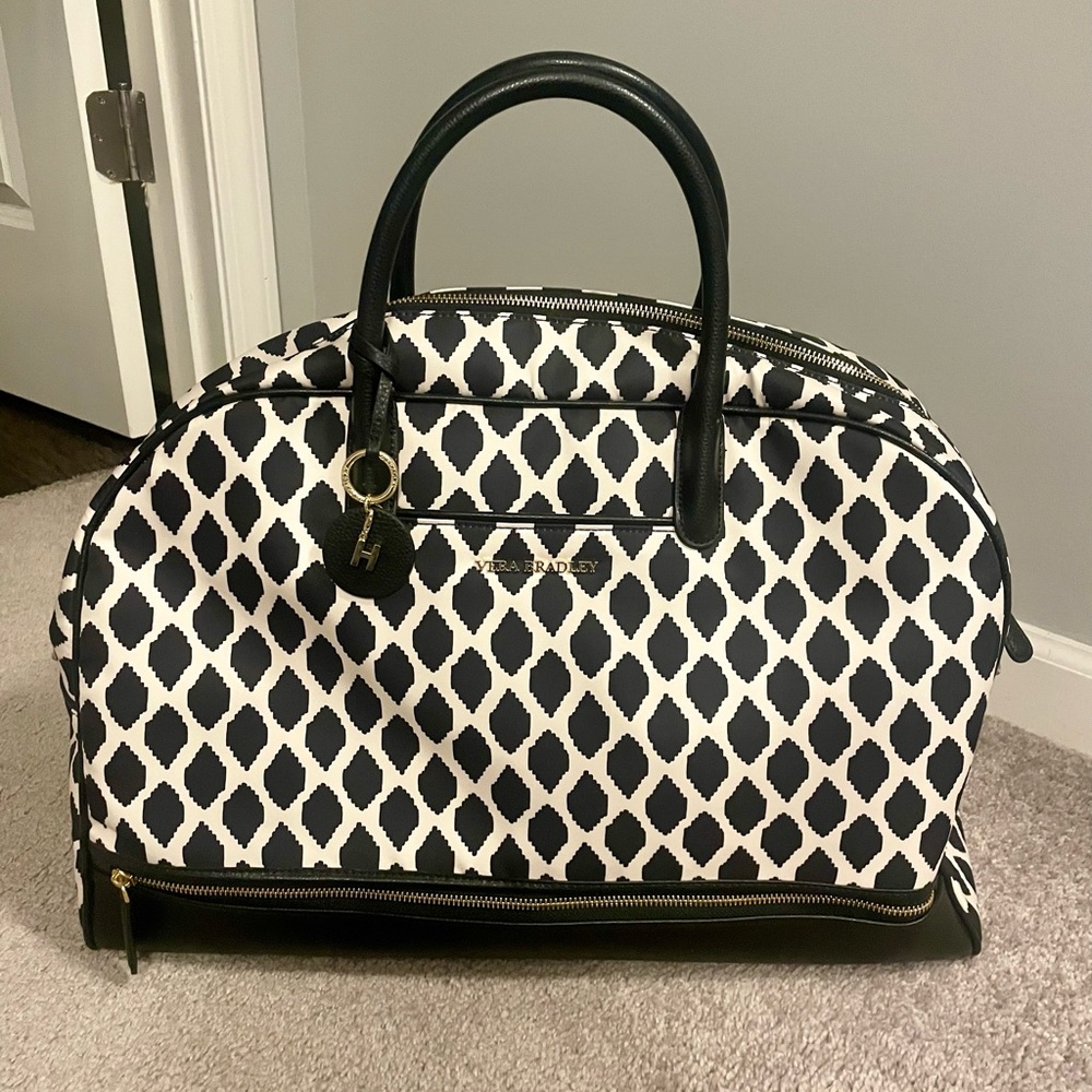 Black and Ivory Very Bradley weekender bag